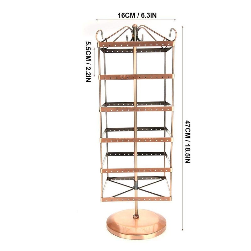 woobles Six Layers Stand Metal Jewelry Organizer Boxs, 288 Holes Rotatable Jewelry Earrings Necklace Bracelet Storage Tree Tower Display Holder - Image 5